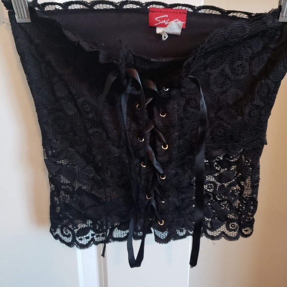 Sabora Tops - SABORA BLACK LACE CORSET TOP